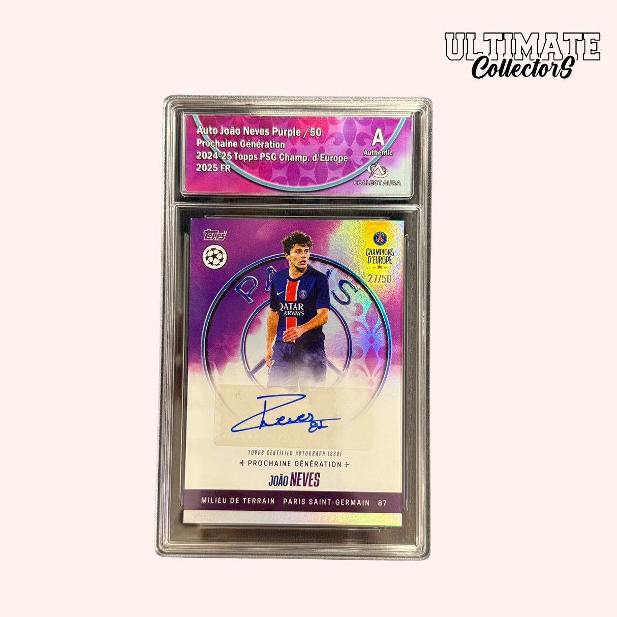 Carte Gradée Topps - PSG Champions d'Europe 2025 - João Neves - Auto