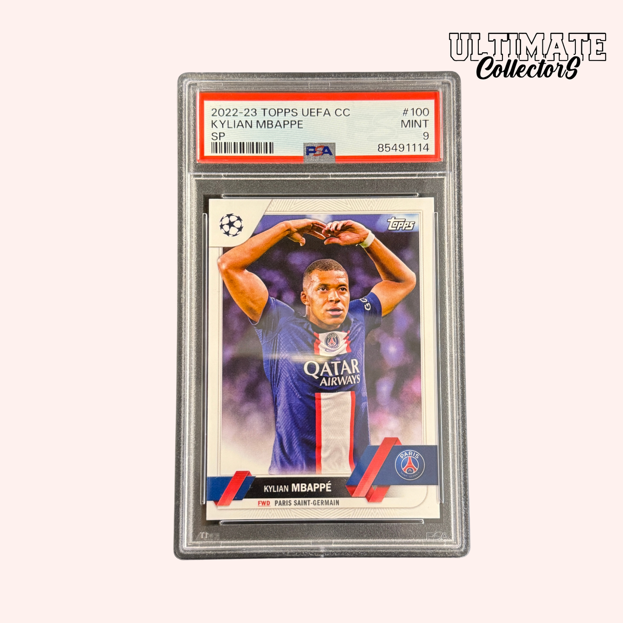 Carte Gradée Topps UCC 2022/23 – Mbappé SP – PSA 9