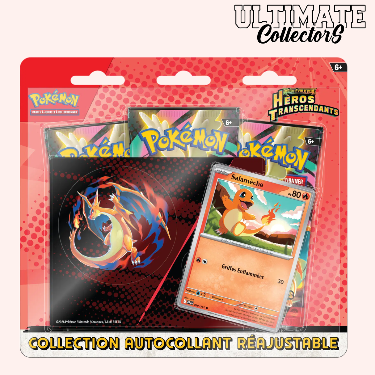 Collection Autocollant Réajustable Méga-Évolution : Héros Transcendants - Salamèche