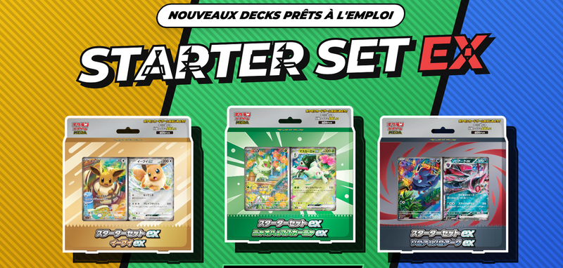 MEGA Starter Decks" révélé avec Eevee ex, Zoroark ex, Meowscarada ex