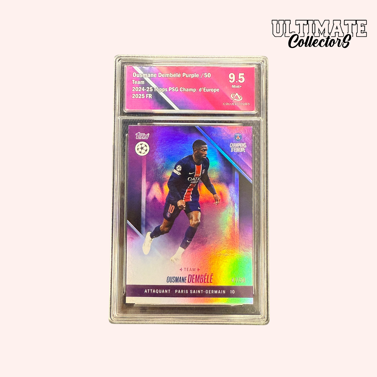 Carte Gradée Topps - PSG Champions d'Europe 2025 - Ousmane Dembélé - /50