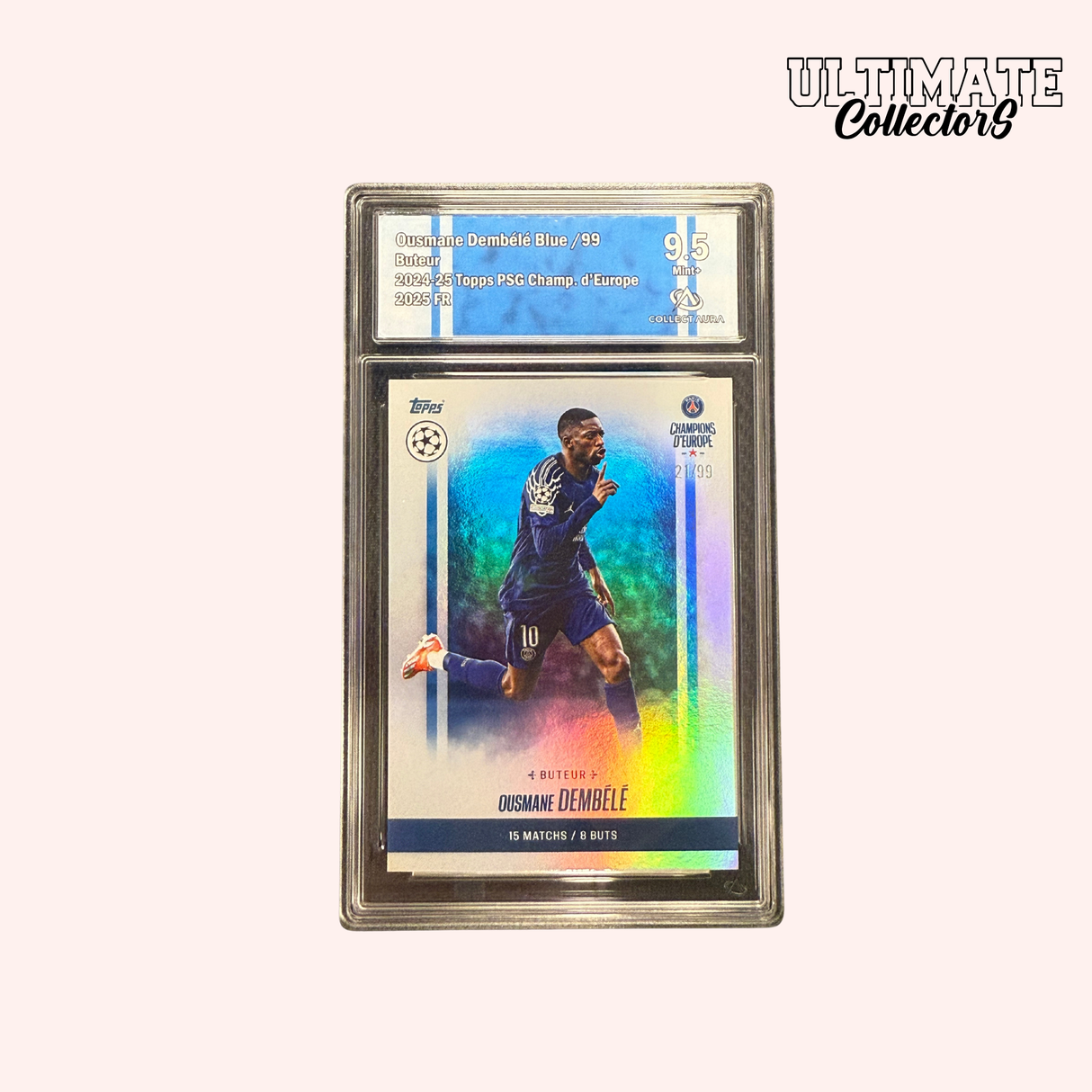 Carte Gradée Topps - PSG Champions d'Europe 2025 - Ousmane Dembélé - /99