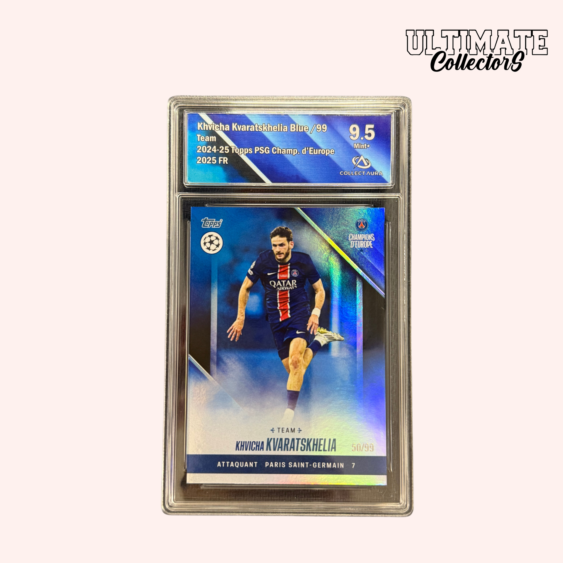 クヴァラツヘリア 直筆サインカード】2025 Topps PSG Champions d