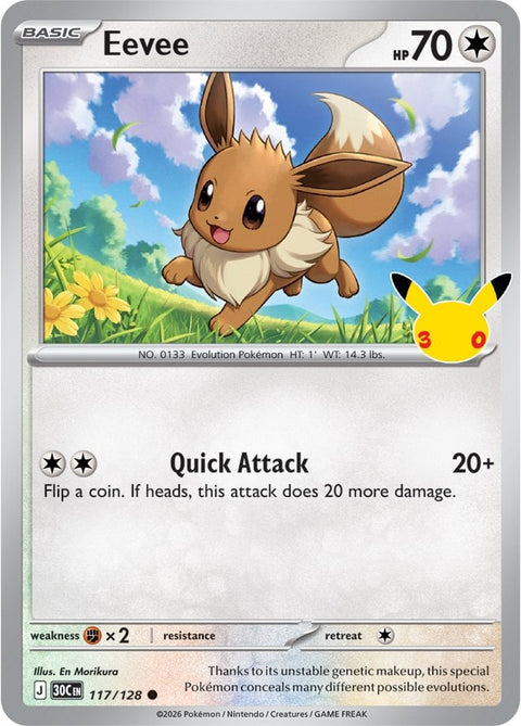 Carte Évoli 117/128 du set Pokémon 30th Celebration, 30 ans du JCC