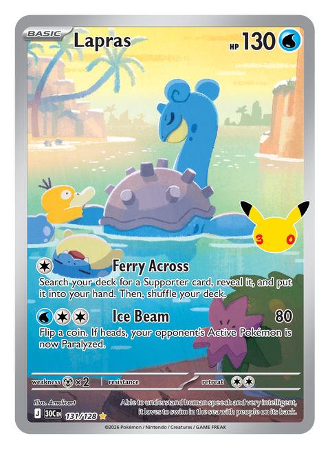 Carte Lokhlass IR · 131/128 (illustration rare) du set Pokémon 30th Celebration, 30 ans du JCC